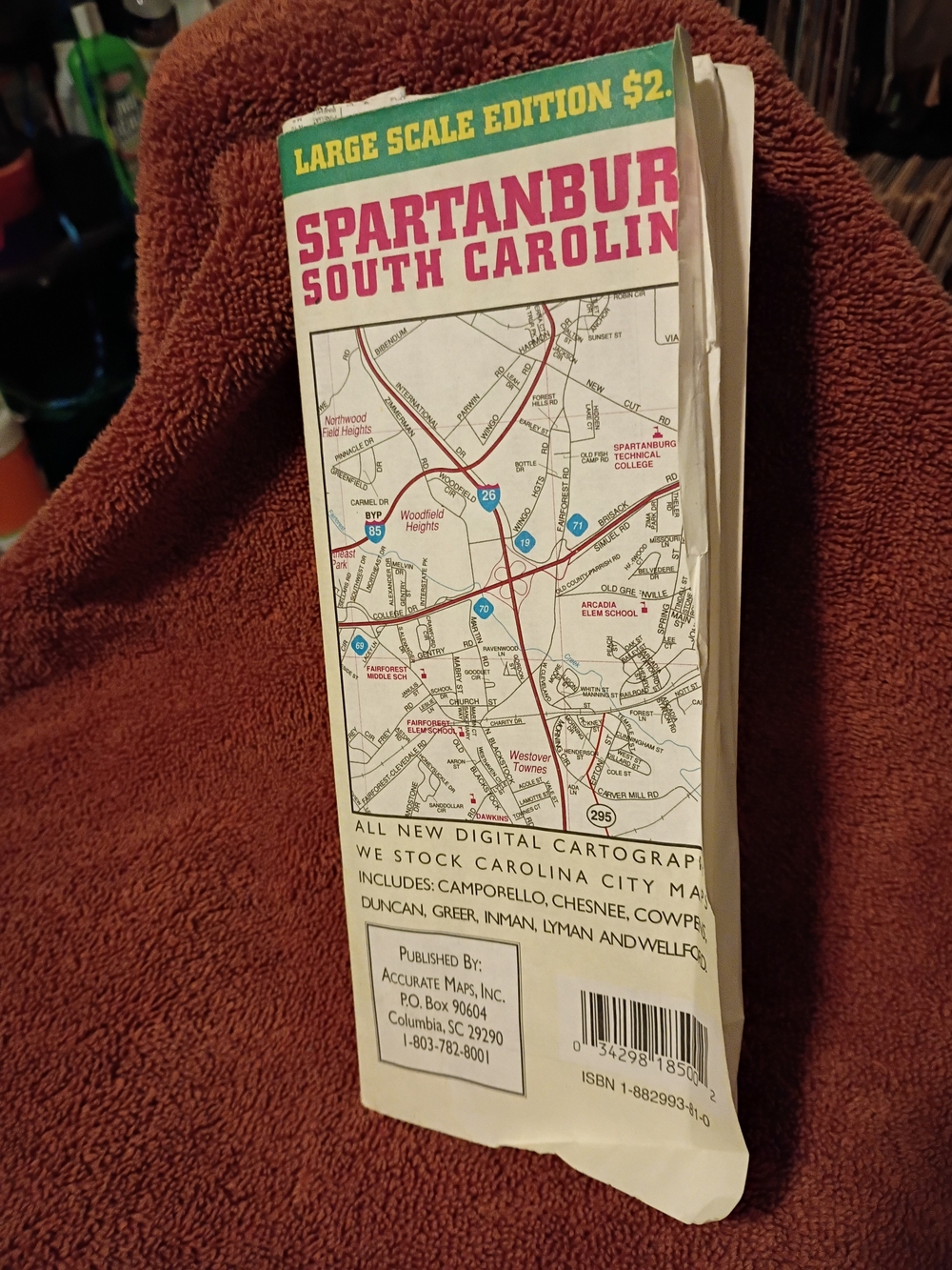 Spartanburg South Carolina City Map - Accurate Maps (Green, Pink, White)
